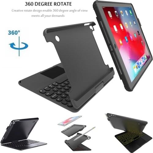 360 Degree Rotatable Wireless Keyboard Touchpad Pen Slot Double Case For ipad pro 10.5/air 3 10.5/7th 10.2 Detachable Keyboard
