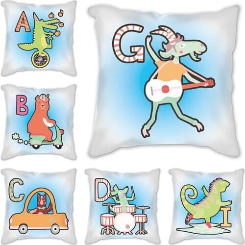 Cushion cover Animal Letter Decorative Pillowcase Cushions for Sofa Polyester Pillowcover Decorative A-Z linen/cotton Pillows