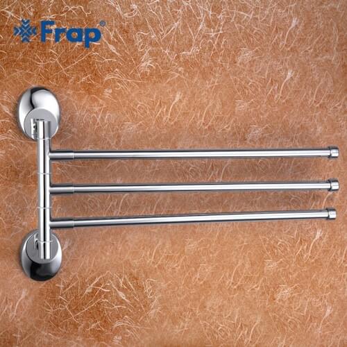 Frap 1Set Wall Mounted Rod 360 Rotating stainlesss steel Towel Holder hooks restroom Towel Rack Bathroom accessories F1613