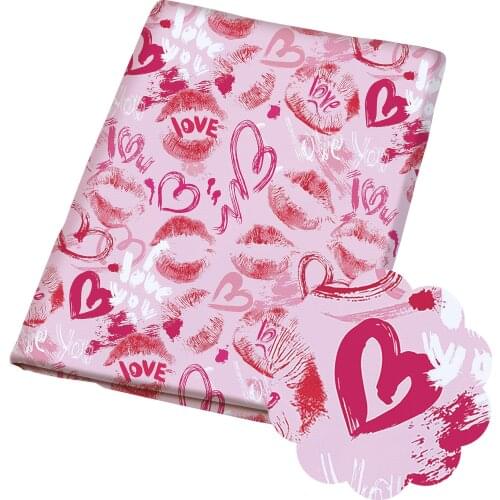 Diy polyester fabric Valentines Day pattern polyster and cotton fabric patchwork printed doll dress supplier 50 * 140cm/piece