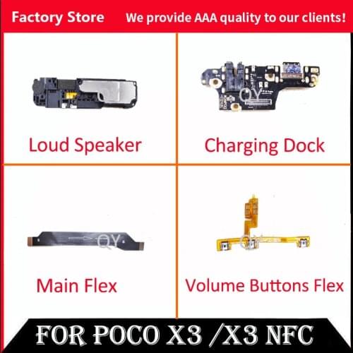 Flex For Xiaomi Poco X3 Charging Port Dock For poco x3 Power Volume buttons flex cable For POCO X3 NFC Loud Speaker
