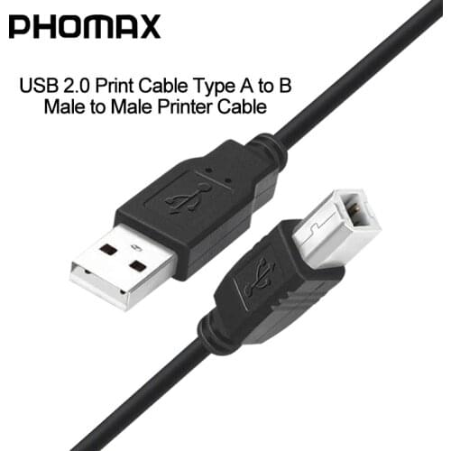 PHOMAX USB 2.0 Print Cable USB Type A to B Male to Male Printer Cable For Canon Epson HP ZJiang Label Printer DAC USB Printer