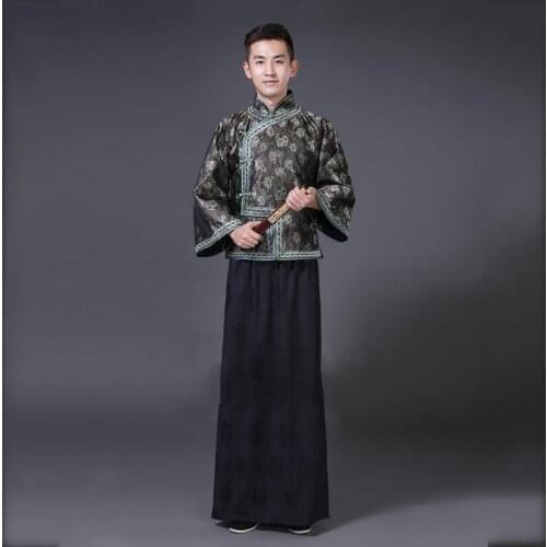 Chinese ancient the qing dynasty garment national Men Cheongsam Tang suit sets Costume traditional Oriental Hanfu male vestido