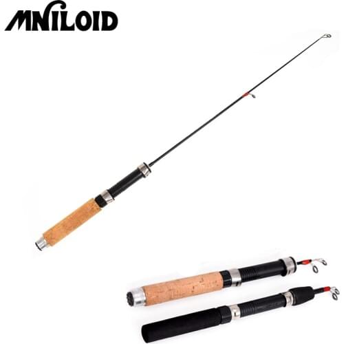 MNILOID 1pcs Mini Telescopic Winter Ice Fishing Rod High Strength Fiberglass Shrimp Fishing Rod Pole 60CM Fishing Tackle