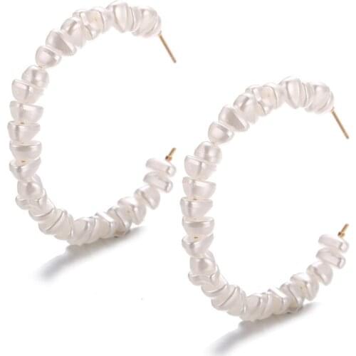 Fashion Imitation Pearl Earrings For Women Girls Big Earrings Circle Hoop Earring Brinco Statement Wedding Jewelry