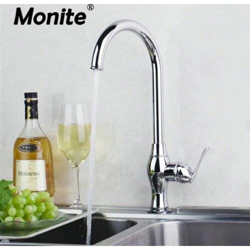 Monite 360 Swivel Deck Mount Single Handle Rotated Kitchen Chrome Bathroom Basin Sink Water Vessel Lavatory Tap Mixer Faucet