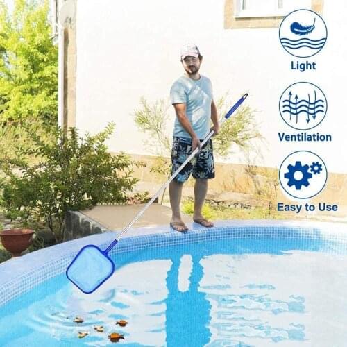 Pool Skimmer Net Swimming Pool Leaf Skimmer Net with Rod Detachable Retractable Fine Mesh Cleaning Tools Set