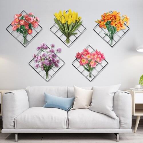 [shijuekongjian] Flowers Wall Stickers DIY Plants Wall Decals for Living Room Kitchen House Wedding Decoration Accessories