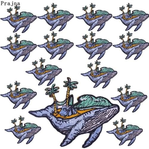 Prajna 10 PCS Whale Patch Mountain Adventure Clothing Sticker Nature Patches Iron On Outdoor Travel Embroidered Patches DIY