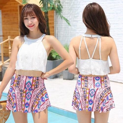 2021 New Fashion Ladies Printed Swimsuit Sexy Split Skirt Style Gathered To Cover The Flesh and Look Thin Swimsuit Bikini