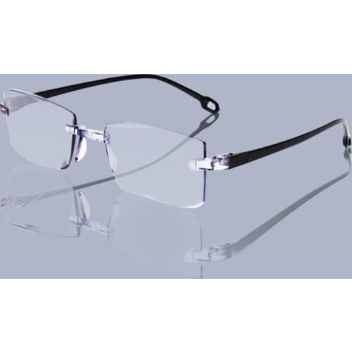 Presbyopic Blue Ray Reading Glasses Cutting Rimless Eyewear Women Dimond Men Anti Eyewear Glasses Diopter +100+150 +200+250+300