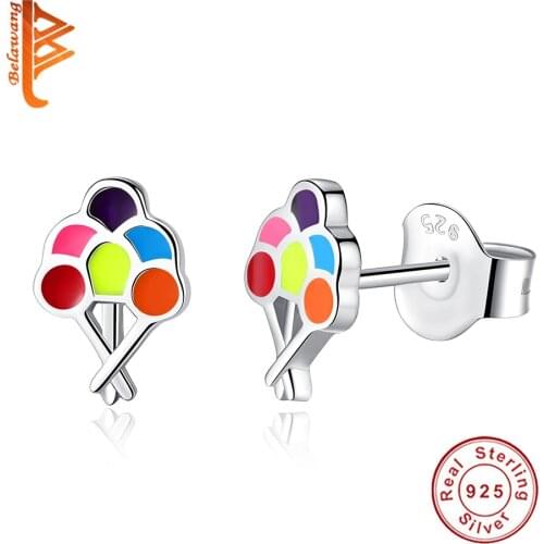 Wholesale Real 925 sterling Silver Creative drawing board Earring Cute Enamel Studs Earring For Kids Girl Party Birthday Gift