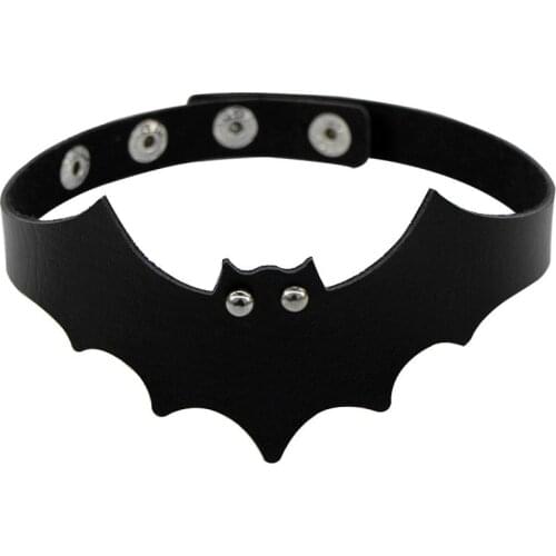 Punk Gothic Jewelry Sexy Lady Bat Devil PU Leather Collar Strap Torques Choker Necklet Necklace