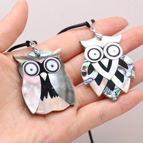 Natural Shell Necklace Reiki Heal Cute Owl Charm Mother of Pearl Pendant Personality Good Quality Women Party Necklace Jewelry
