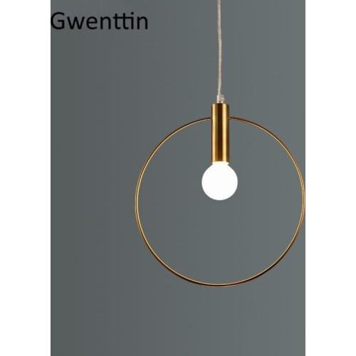 Nordic Gold Ring Pendant Lights LED Modern Hanging Lamp for Living Room Kitchen Suspension Luminaire Home Loft Industrial Decor