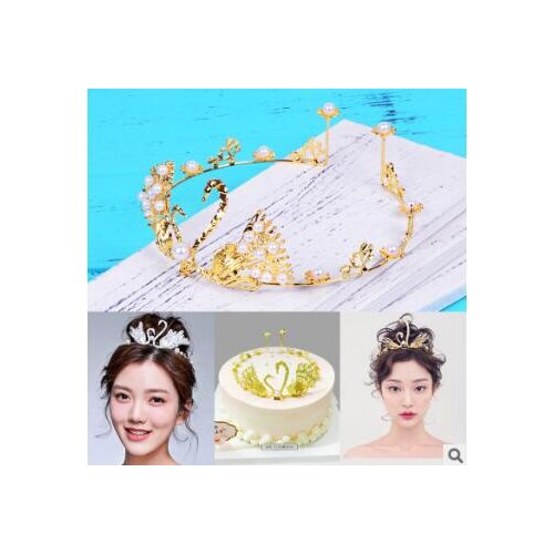 20pcs/lot DIY Golden Sliver Handmade Swan Pearl Headband Crown Cake Wedding Head Bands Hair Styling Tools HA866