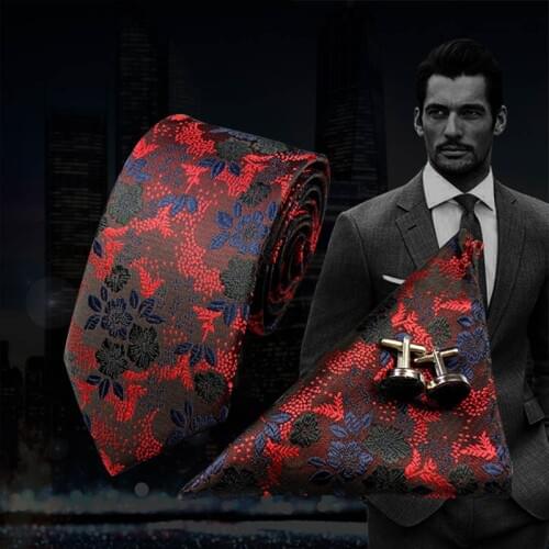 Q 3pcs New Mens Fashion Business Jacquard Tie Ties And Handkerchiefs Cufflinks Set Mens Wedding Party Suit Fashion Neck Tie