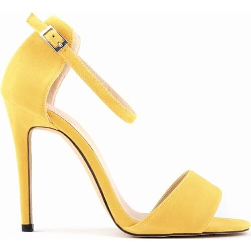 LOSLANDIFEN Sexy Women Summer Sandals Thin Heels Shoes Open Toe Velvet Party Black Elegant Woman Buckle Pumps 102-2VE