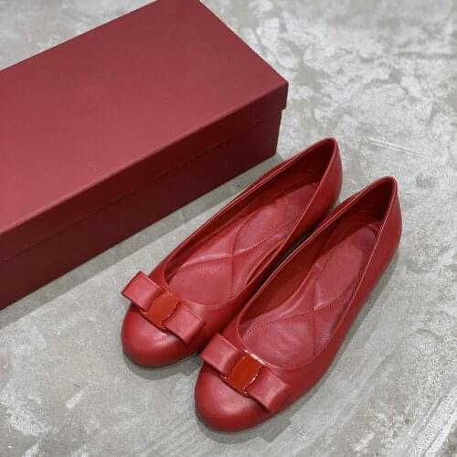 Womens Shoes Genuine Leather Flat Shoes New Fashion Casual Shoes For Women Butterfly-knot Dress Shoes Hot Sell Ladies Shoes