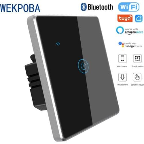 WEKPOBA Wall Bluetooth WIFI Touch Smart Light Switch With Neutral,No Capacitor Smart Life/Tuya Works With Alexa,Google Home