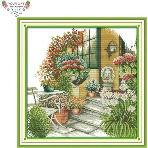 Your Gift F443 Free Shipping Counted and Stamped Home Decor Leisurely Courtyard Needlepoint Embroidery Cross Stitch Kits