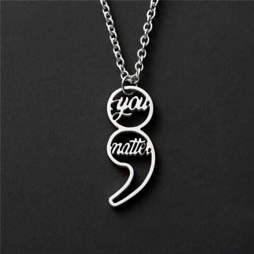 Semicolon Necklace You Matter Suicide Awareness Inspirational Pendant Necklace Jewelry As Gift YLQ7802