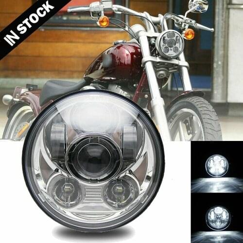 Brightest 5-3/4" 5.75" Round LED Projection Headlight DRL for Motorcycle Motor 80W 6500K LED Bulbs Headlamp Kit 2021 New