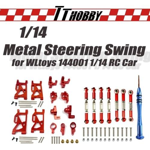 TTHOBBY Upgrade Parts Metal Steering Swing Arm Base C Rear Hub Seat Servo Pull Rod for 1/14 WLtoys 144001 Remote Control RC Car
