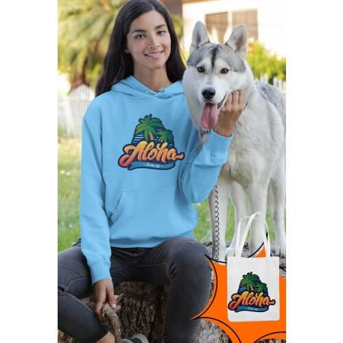 Angemiel Wear Aloha Enjoy Life Blue Women 'S Hooded Sweatshirt Bags Kombin