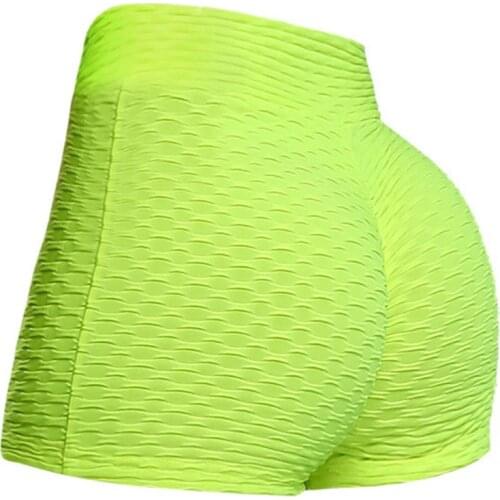 Women V-Front High Waist Yoga Shorts Ruched Butt Lift Workout Neon Tight Pants A0NF