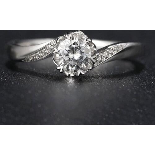 Luxury 1ct Snowflake Real S925 Sterling Silver Womens Rings Diamond Cute Jewelry Exquisite Engagement Wedding Party Fine Gift
