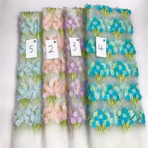 New Arrival High Quality Hot Selling Embroidered GZ Fashion 3d Lace Flower Fabric Market In Dubai 5yards/lot For Women Dress