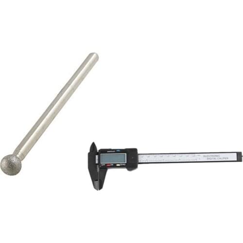 10 Pcs 5mm Ball Nose 3mm Shank Diamond Mounted Point Grinding Bits & 1 Pcs Electronic Digital Caliper