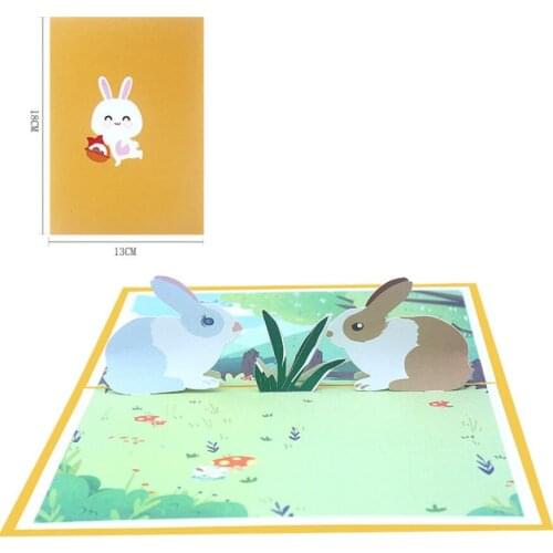 10pcs Handmade Kirigami Origami Rabbit 3D Greeting Cards Invitation card For Baby shower Christmas Wedding Birthday Party Gift