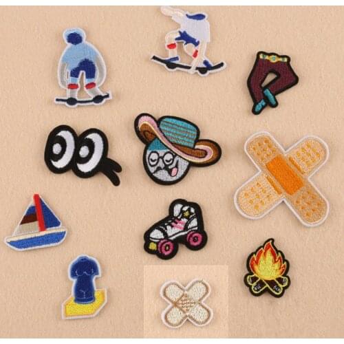 11pcs/lot Sport Style Fire Paste Patches For Clothing Iron Appliques Stickers Decor Patches DIY For clothes Fabric Badges