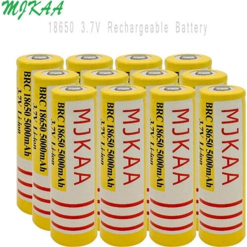 18650 3.7V 5000mAh MJKAA Lithium Li-ion Rechargeable Battery Large Capacity T6 Flashlight Source Headlamp
