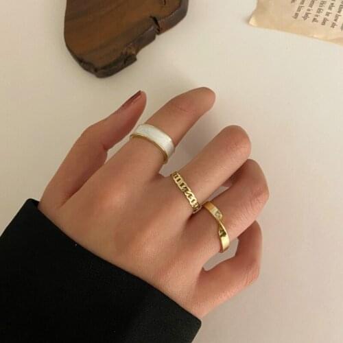3 Pcs/Set Minimalist Gold Color Hollow Geometric Round Circle Rings for Women Fashion Cross Twist Open Ring Female Jewelry Gift