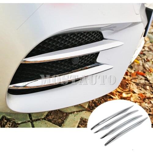 For Benz E Class W213 S213 ABS Chrome Front Bumper Grille Fog Light Cover 2017-2018 4pcs Car Accessories Interior Car Decor