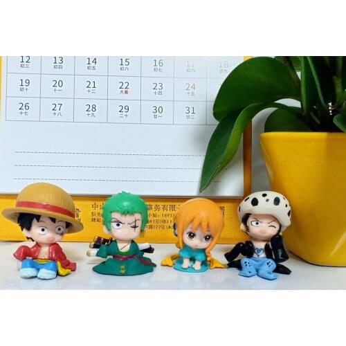 4pcs/Set One Piece Figures Toy Anime Q Version Luffy Roronoa Zoro Nami Sanji PVC Figures Toys Kawaii Dolls Gifts
