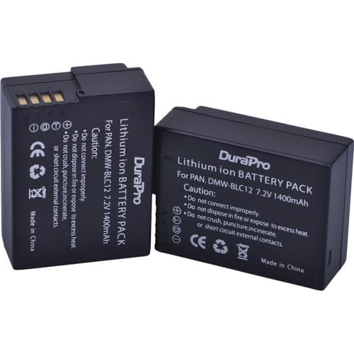 DuraPro 2pcs 1400mAh DMW-BLC12 DMW-BLC12E DMC BLC12 BLC12PP Battery for Panasonic FZ1000, FZ200, FZ300, G5, G6, G7,GH2,DMC-GX8