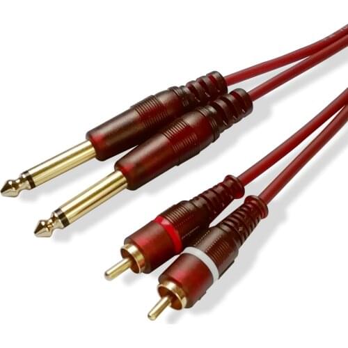 Digizulu Pro Audio Instrument Cable Dual 6.35 (1/4") Mono Male to 2 RCA Male Audio Cable for Mixer Amplifier Adapter Signal Cord