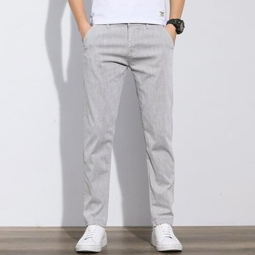 High Quality Thin Light Business Casual Pants Mens Trendy Fashion All-Match Stretch Straight Trousers Male Slim Brand Clothes