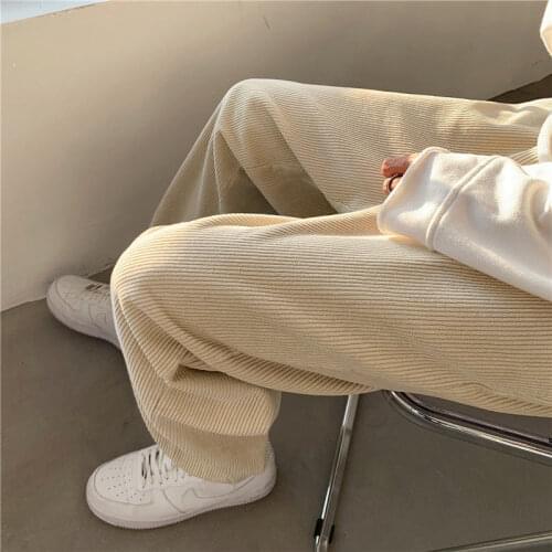 Spring And Autumn Corduroy Pants Mens Fashion Retro Casual Pants Men Streetwear Loose Hip-hop Korean Straight Pants Mens S-3XL