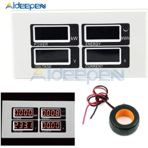AC 0-100A 80-260V Digital Voltage Ammeter 0-22kW Power Energy Measuring Voltage Current Meter Amp Volt Meter Dector Test CT Coil