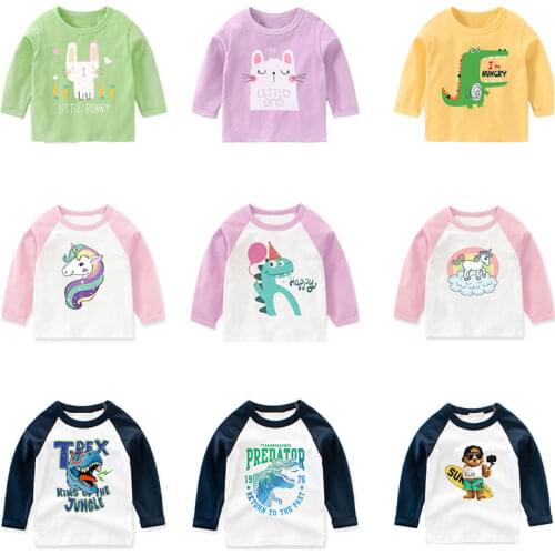 Kids Long Autumn T-shirt Girls Cute Cartoon Tee Boys Cotton Long Sleeve Top Children Kids Clothing