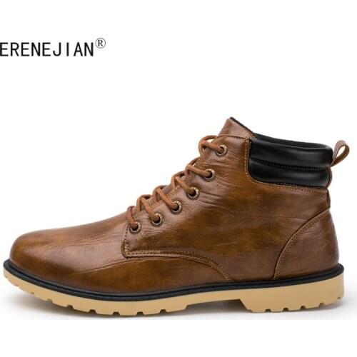 ERENEJIAN Mens Fashion Motorcycle Biker Boots 2021 New Autumn Outdoor Tactical Ankle Boots Leather Shoes Footwear