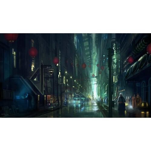 Anime city skyline night photography backgrounds High quality Computer print wall backdrop