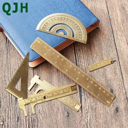 High quality sewing measurement tool vintage brass ruler ruler leather notebook school office tool inch / cm