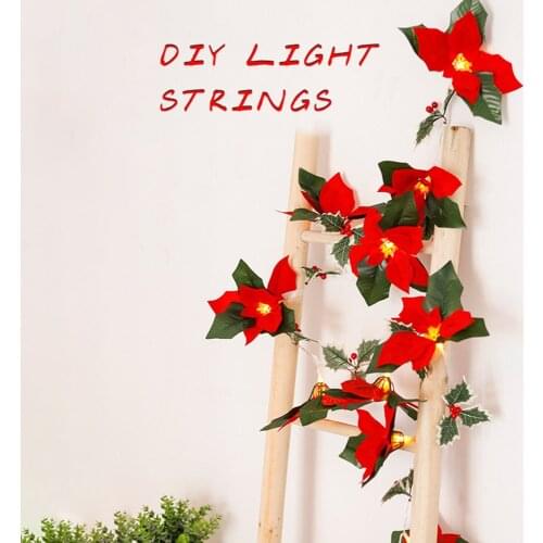 Exquisite Christmas LED Lights String Safflower Red Fruit Decor String Lamp Home Holiday Xmas Festival Lantern Lighting Decor