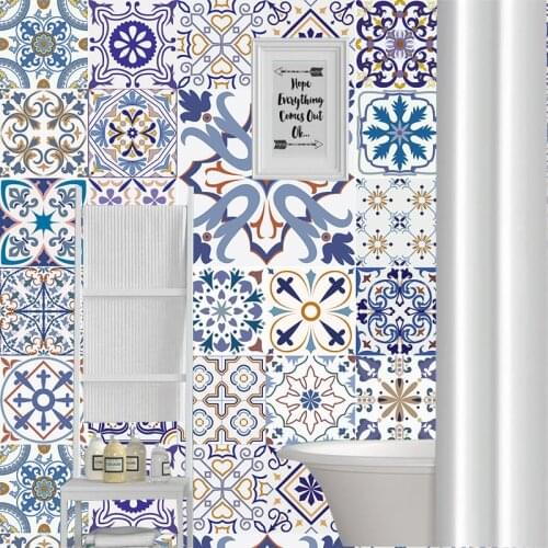 Colorful Retro Strip Tiles Wall Sticker Kitchen Stairs Door Wardrobe Decoration Wallpaper Art Mural Customed Wall Decals PVC